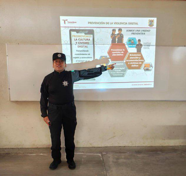 Imparte Guardia Estatal Cibernética plática preventiva en secundaria de Altamira