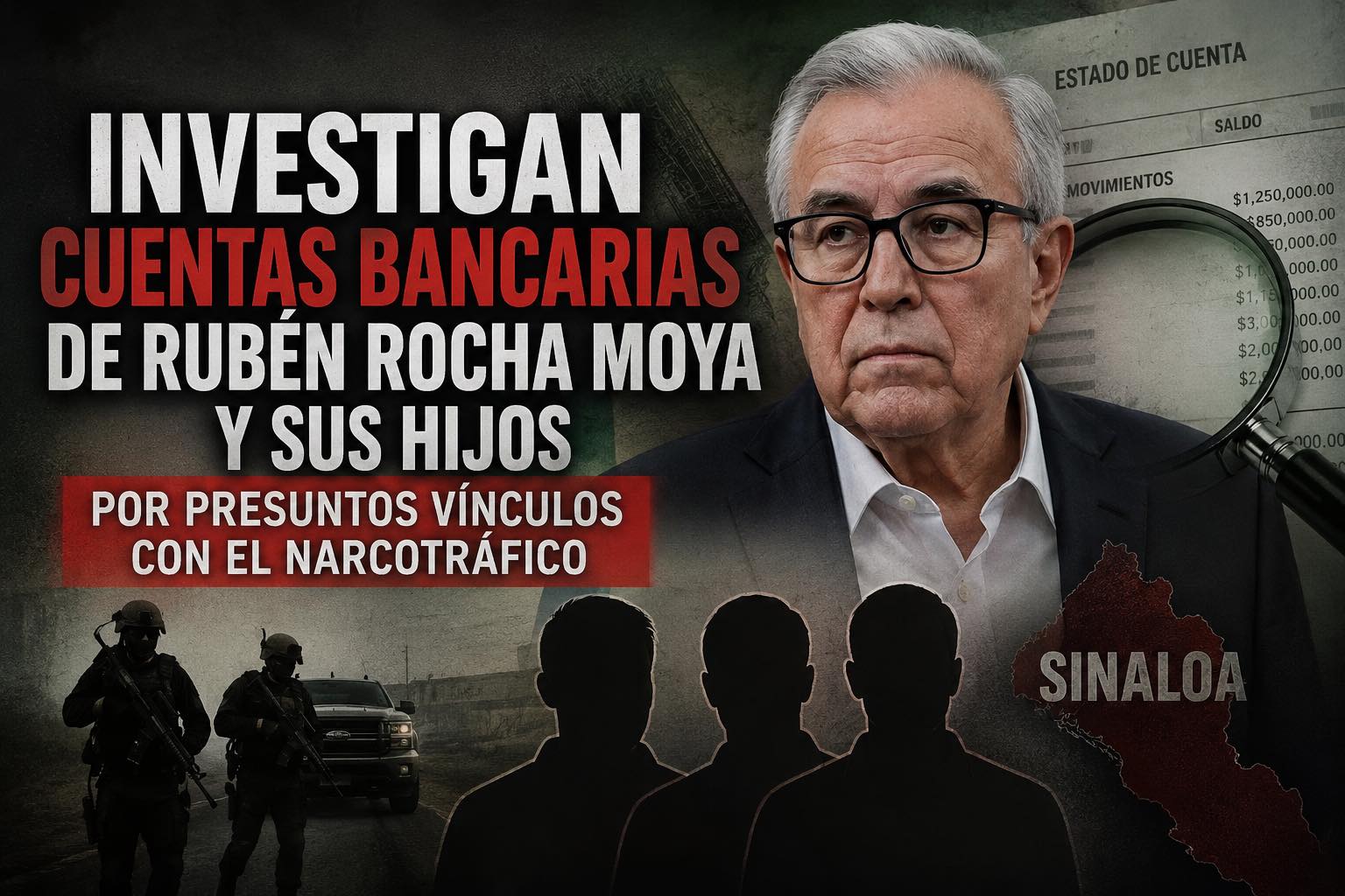 Investiga cuentas de los hijos del Gobernador Rocha