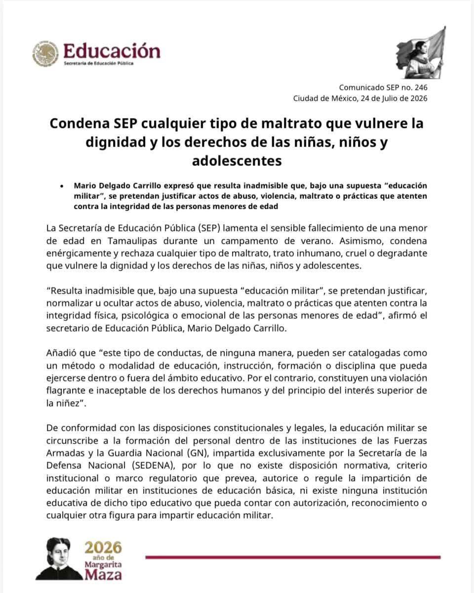 Aclara SEP que en México no están autorizadas las escuelas militarizadas