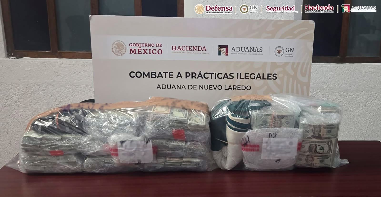 Decomisan 750 mil dólares ilegales en Aduana de Nuevo Laredo