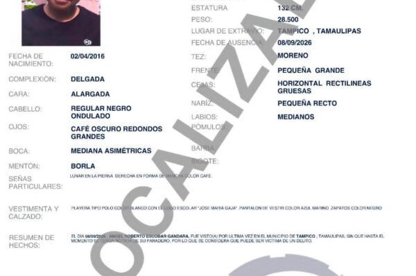 Localizan a salvo a menor de 10 años reportado como extraviado en Tampico.